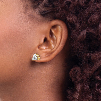 14k 7mm Trillion Cubic Zirconia Post Earrings