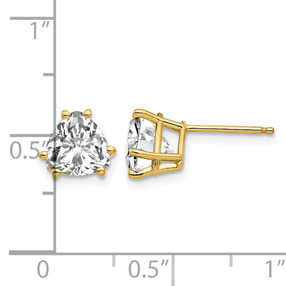 14k 7mm Trillion Cubic Zirconia Post Earrings