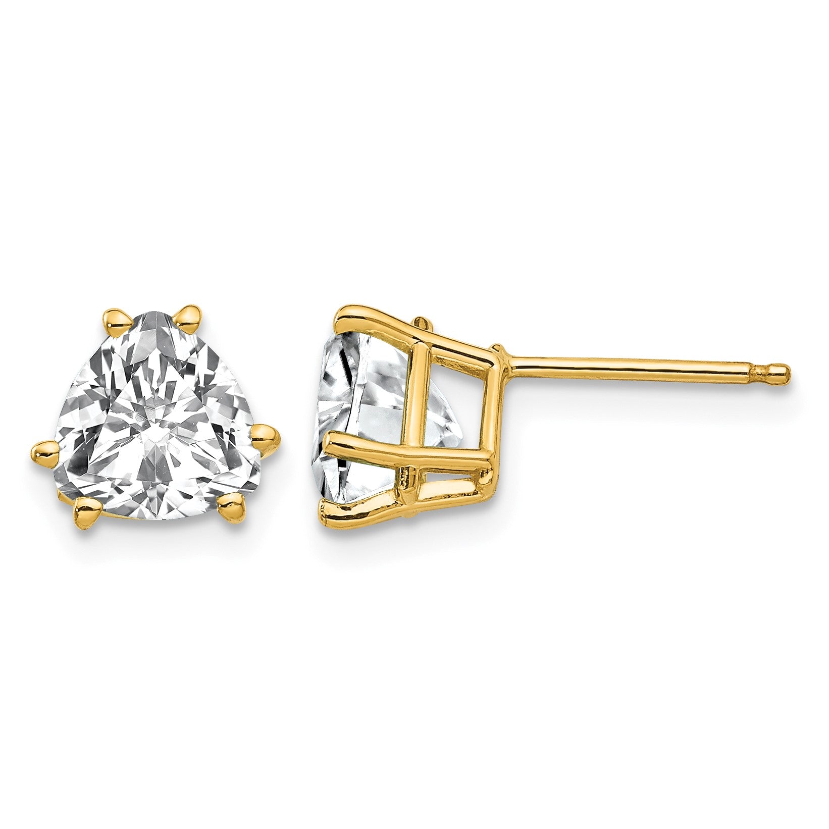 14k 7mm Trillion Cubic Zirconia Post Earrings