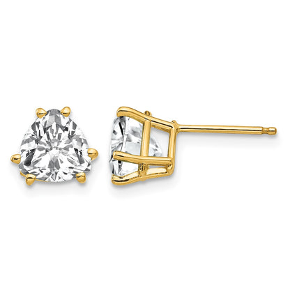 14k 7mm Trillion Cubic Zirconia Post Earrings