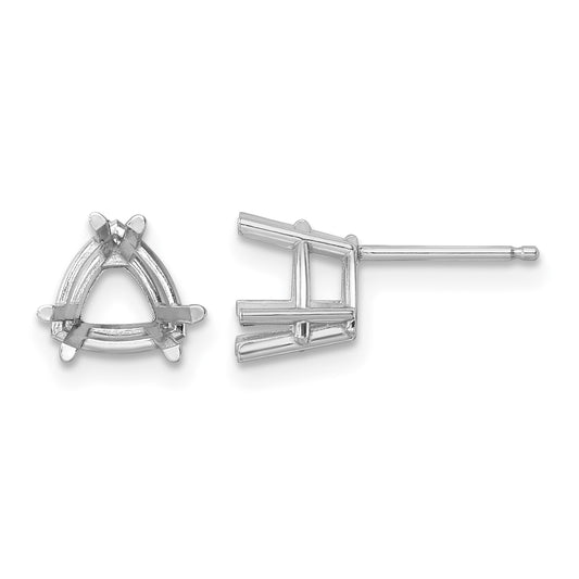 14k White Gold 7mm Trillion Post Earring Mountings