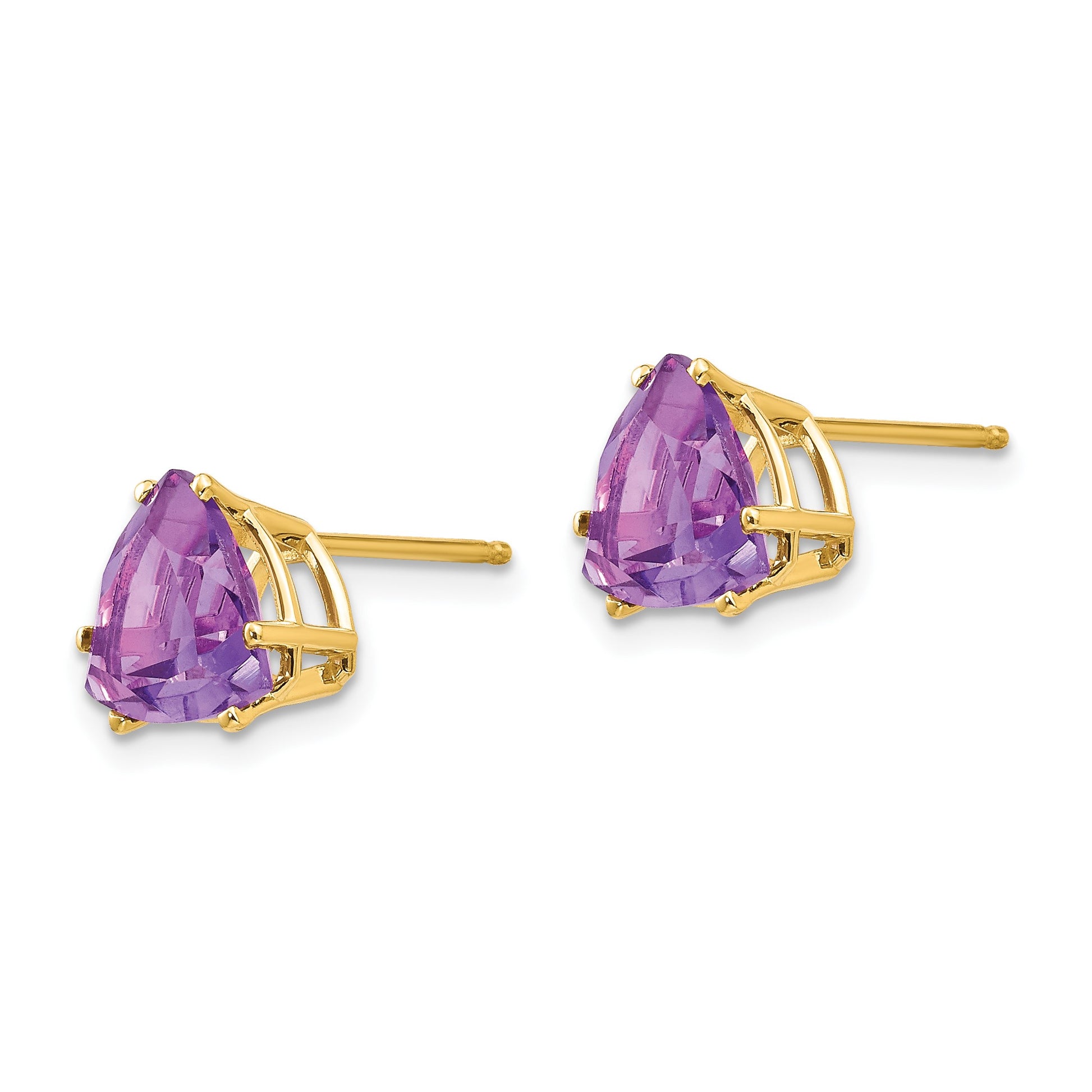 14k 8mm Trillion Amethyst Post Earrings