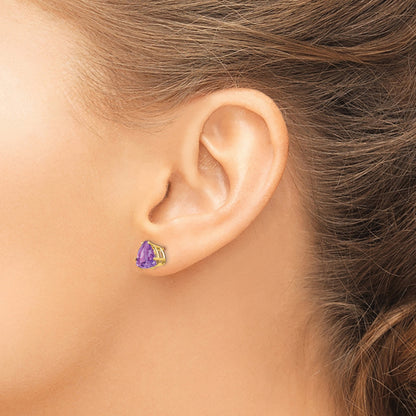 14k 8mm Trillion Amethyst Post Earrings