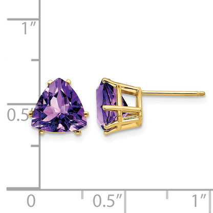14k 8mm Trillion Amethyst Post Earrings