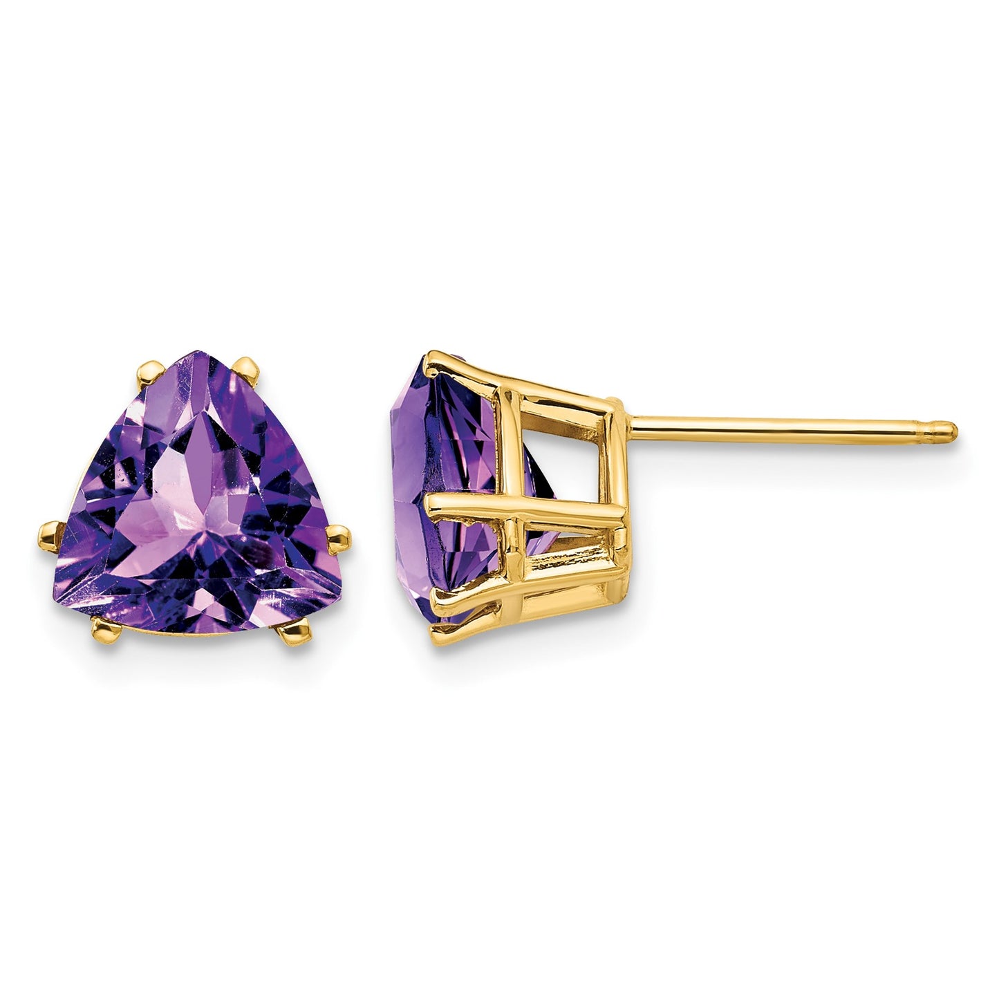 14k 8mm Trillion Amethyst Post Earrings