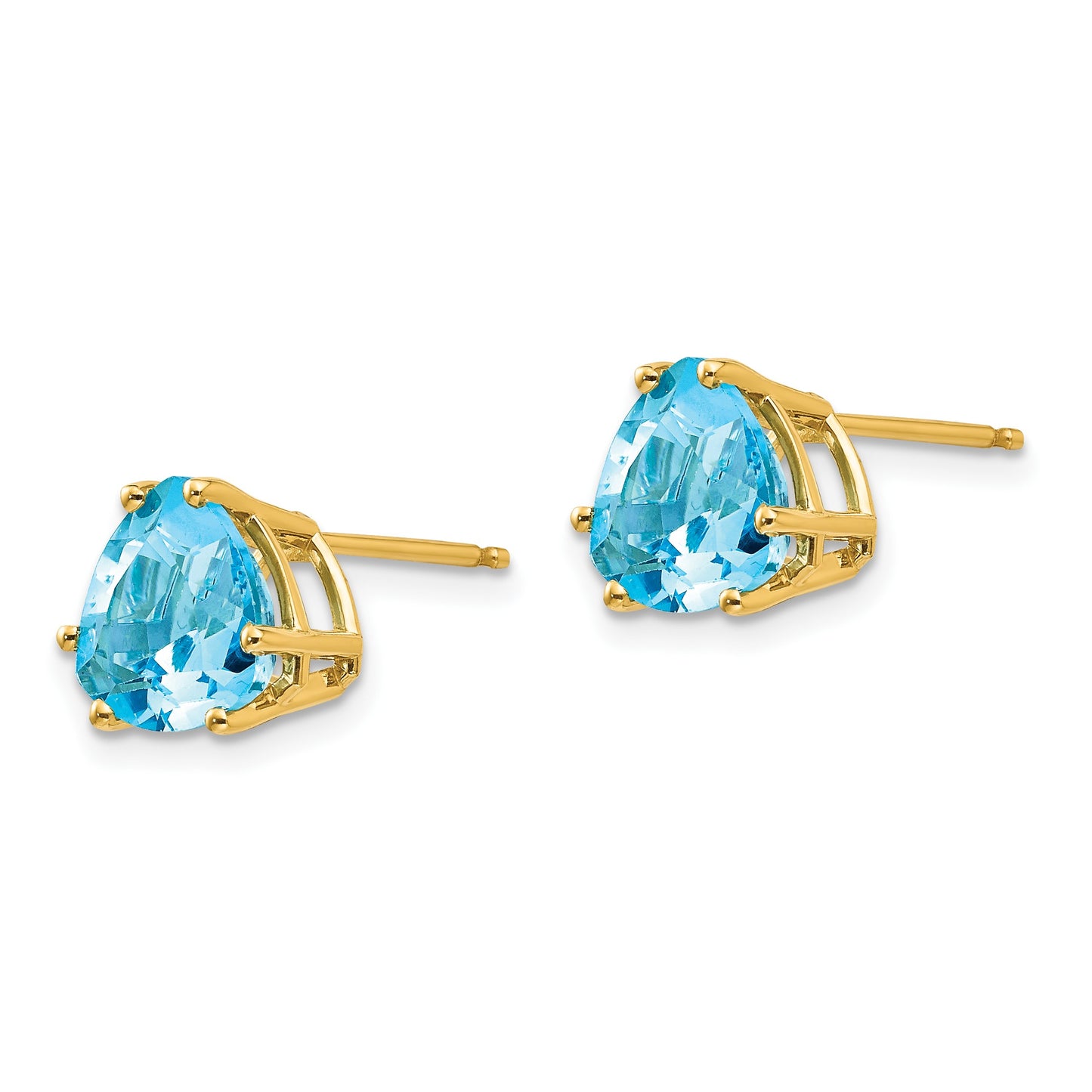 14k 8mm Trillion Blue Topaz Post Earrings