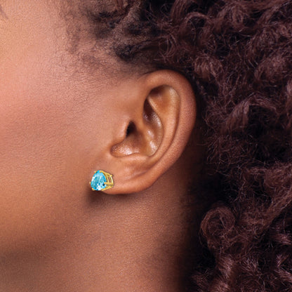 14k 8mm Trillion Blue Topaz Post Earrings