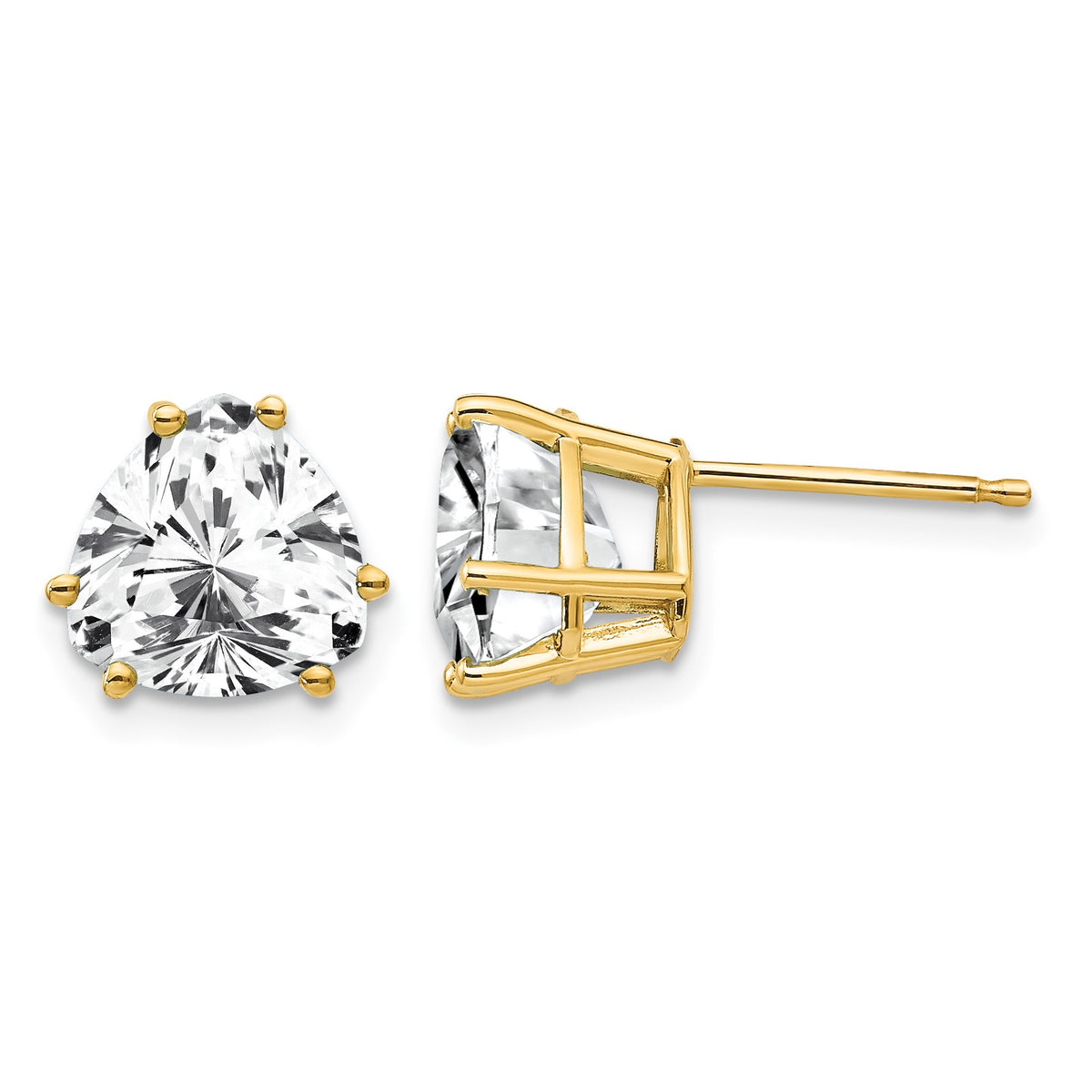 14k 8mm Trillion Cubic Zirconia Post Earrings