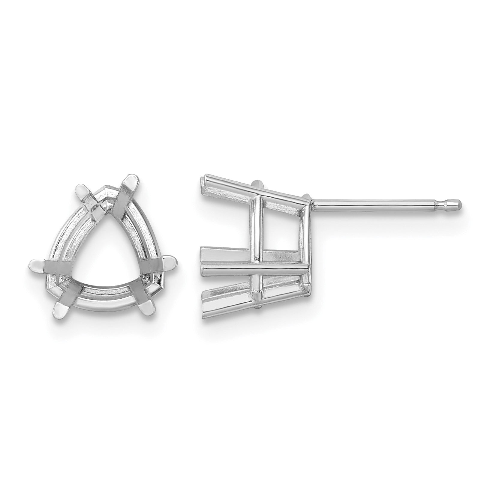 14k White Gold 8mm Trillion Post Earring Mountings