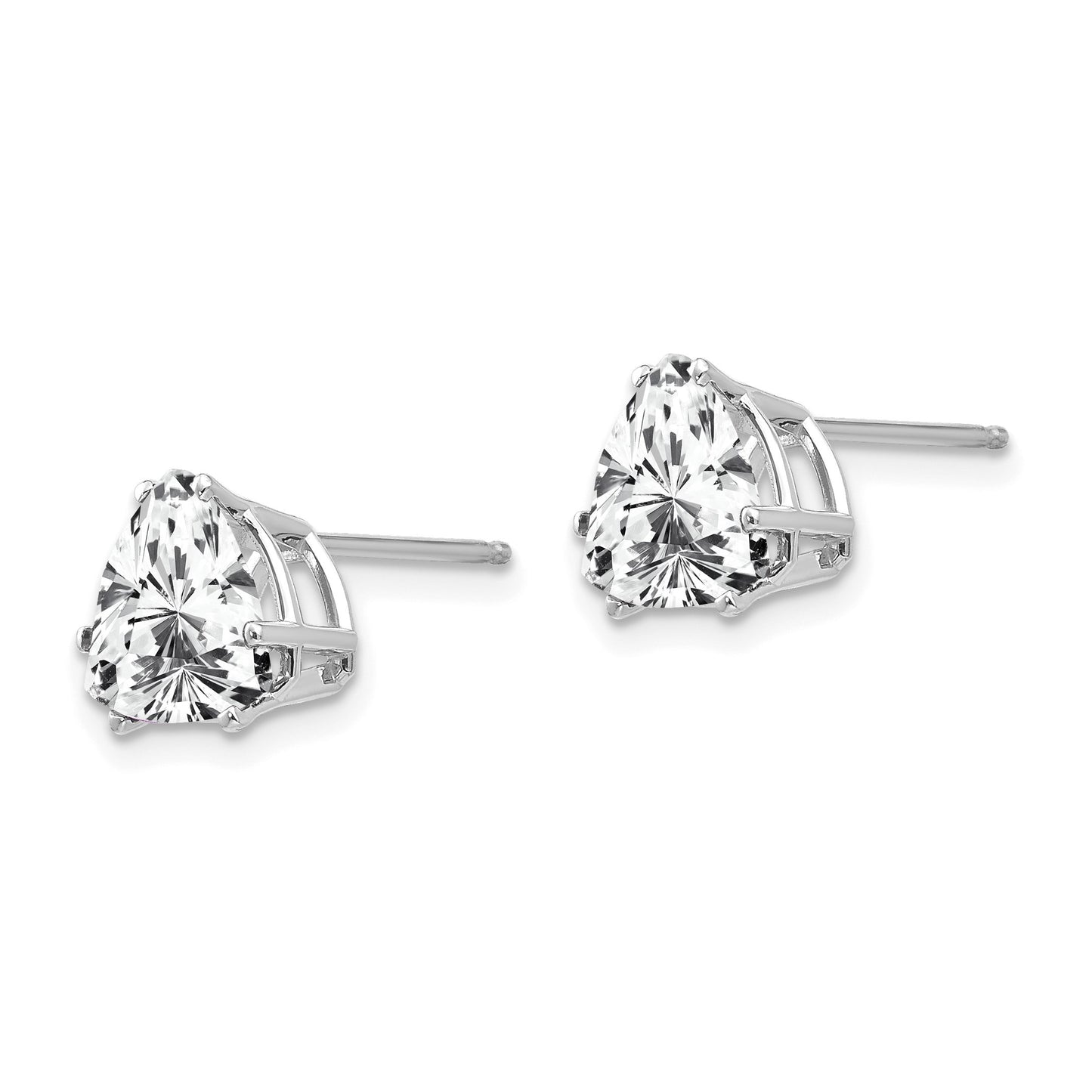 14k White Gold 8mm Trillion Cubic Zirconia Post Earrings