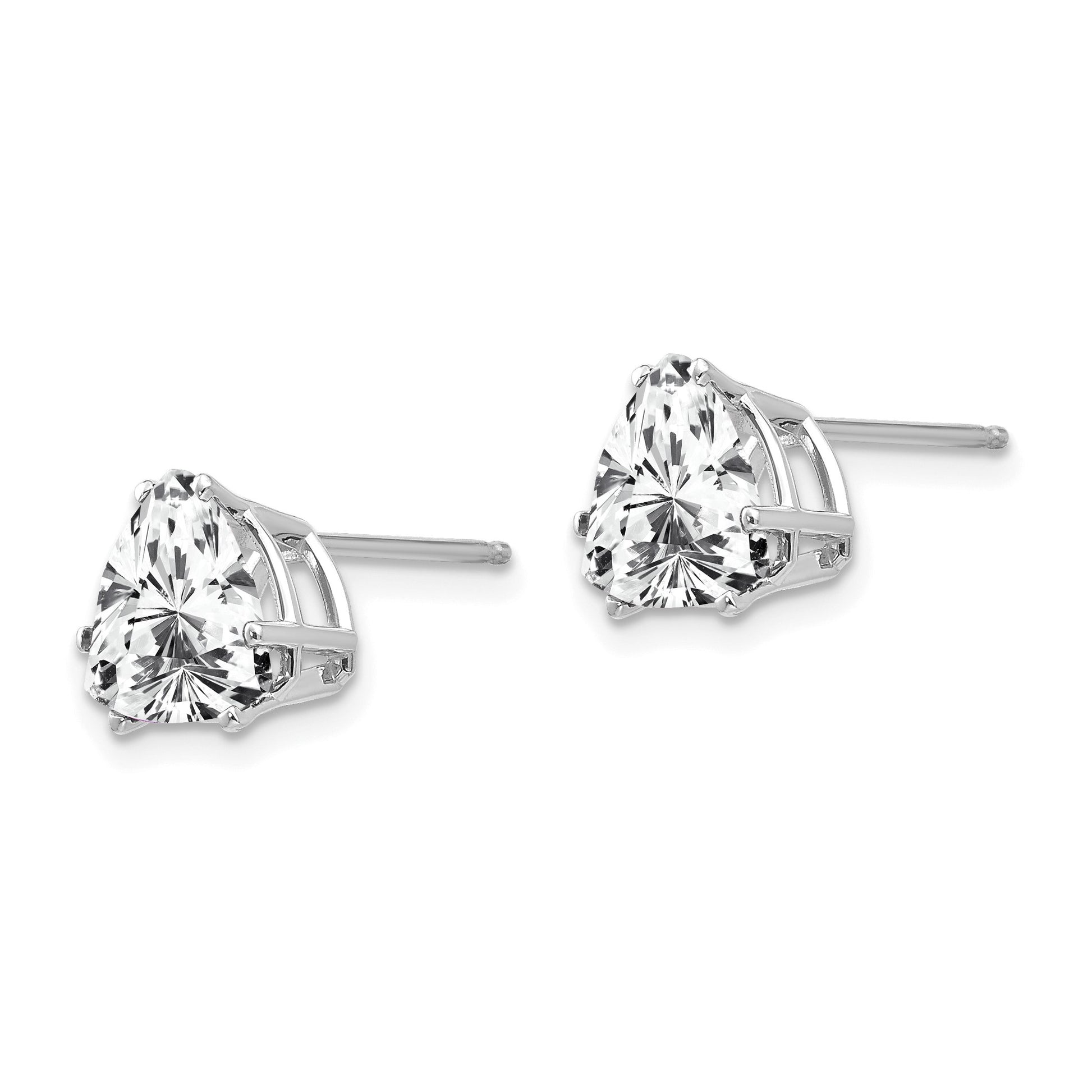14k White Gold 8mm Trillion Cubic Zirconia Post Earrings