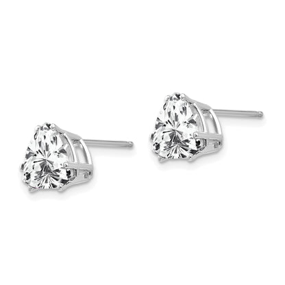14k White Gold 8mm Trillion Cubic Zirconia Post Earrings