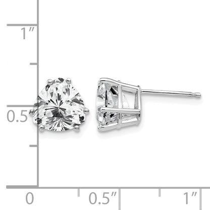 14k White Gold 8mm Trillion Cubic Zirconia Post Earrings
