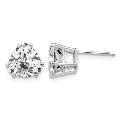 14k White Gold 8mm Trillion Cubic Zirconia Post Earrings