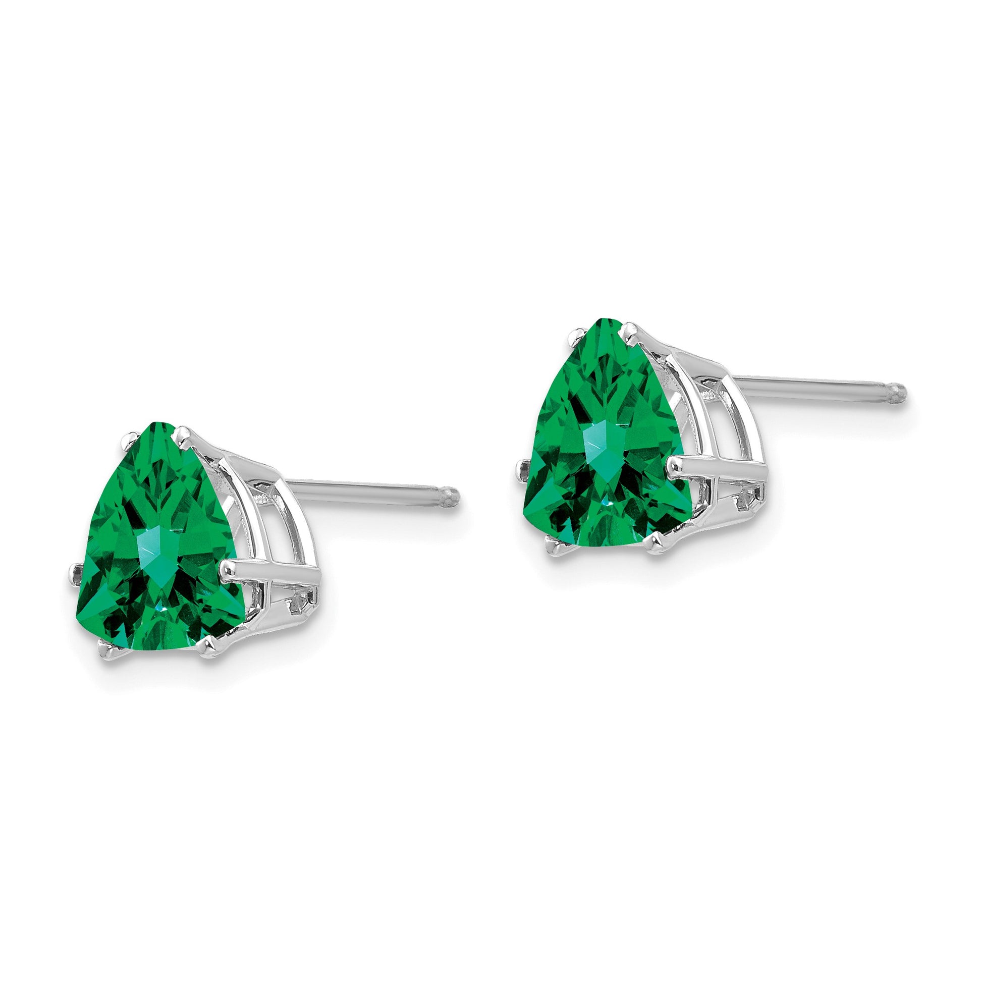 14k White Gold 8mm Trillion Mount St. Helens Stud Earrings