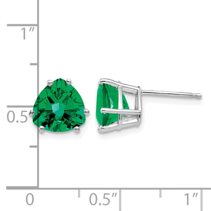 14k White Gold 8mm Trillion Mount St. Helens Stud Earrings