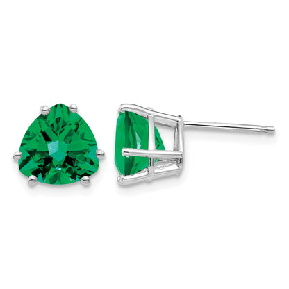 14k White Gold 8mm Trillion Mount St. Helens Stud Earrings