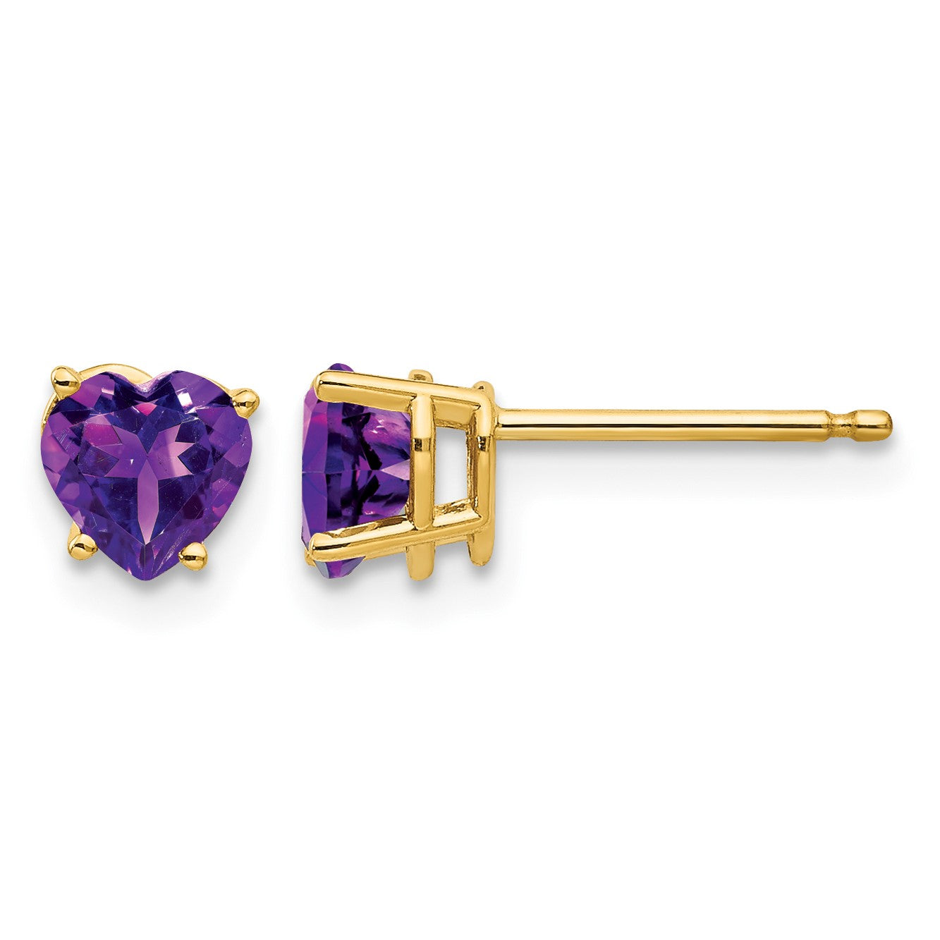 14k 5mm Heart Amethyst Post Earrings