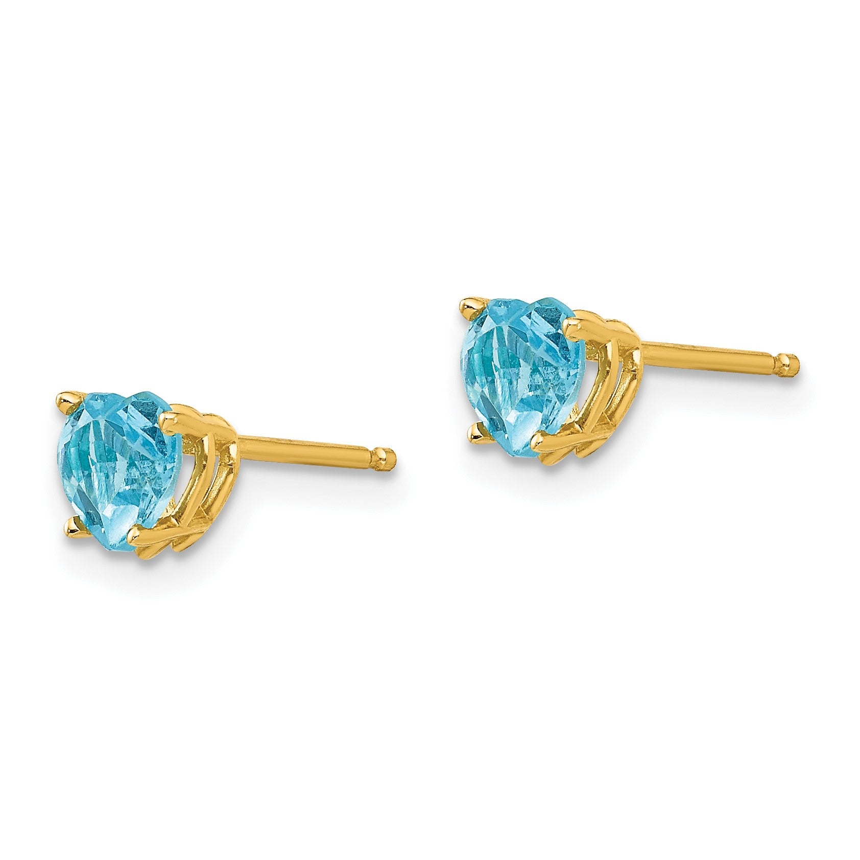 14k 5mm Heart Blue Topaz Post Earrings