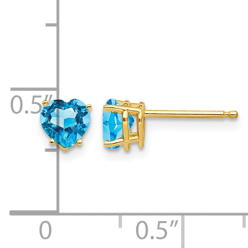 14k 5mm Heart Blue Topaz Post Earrings