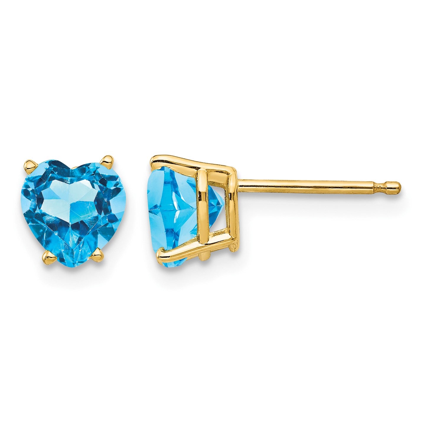 14k 6mm Heart Blue Topaz Post Earrings