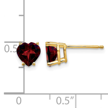 14k 6mm Heart Garnet Post Earrings
