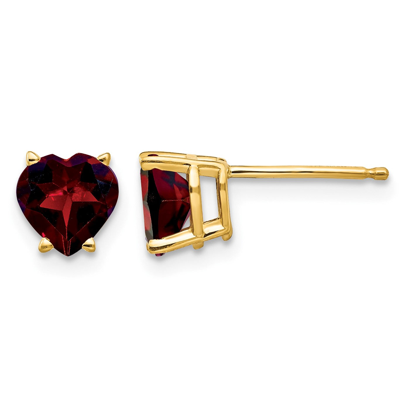 14k 6mm Heart Garnet Post Earrings