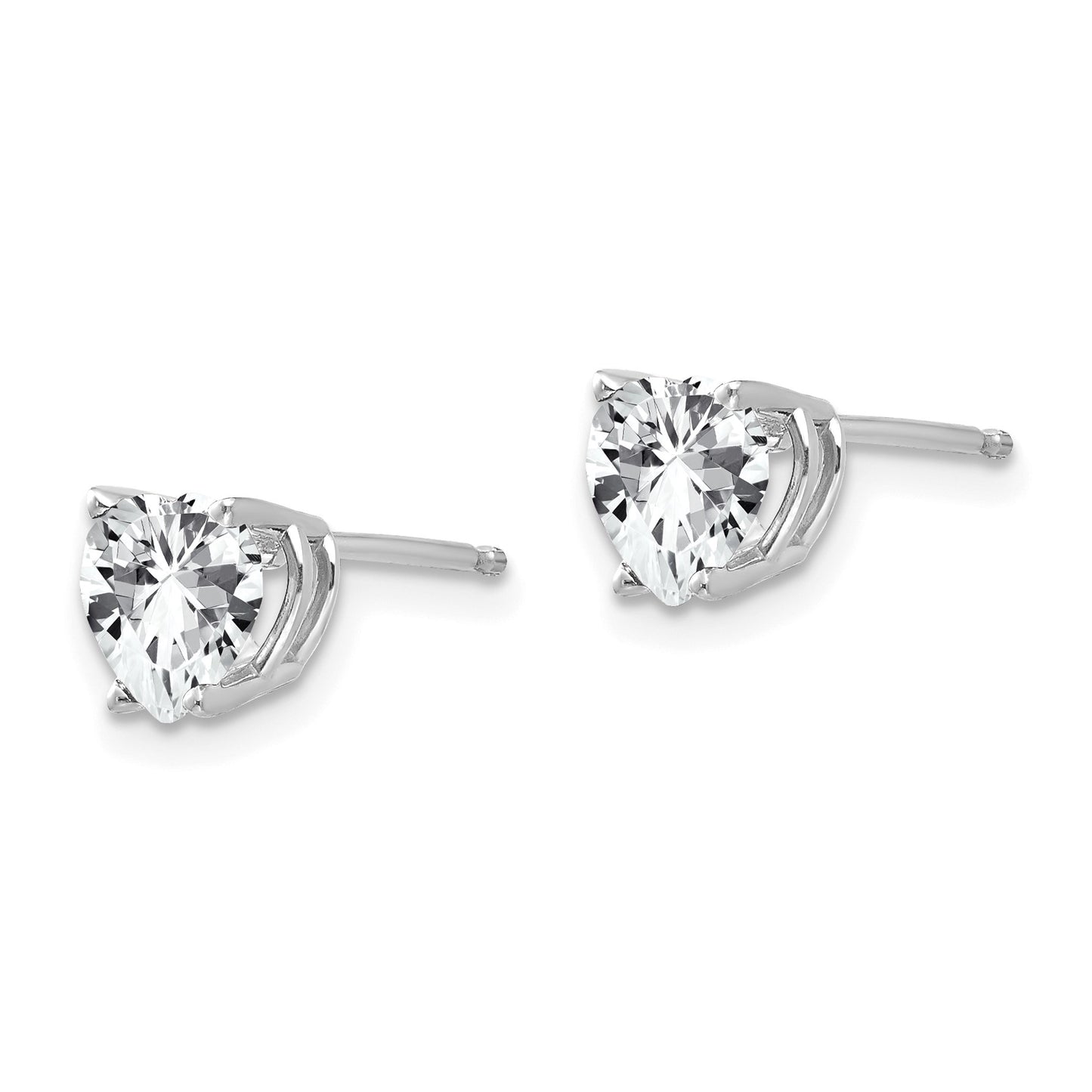 14k White Gold 6mm Heart Cubic Zirconia Post Earrings
