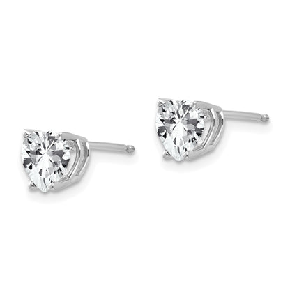 14k White Gold 6mm Heart Cubic Zirconia Post Earrings
