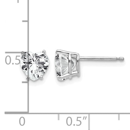 14k White Gold 6mm Heart Cubic Zirconia Post Earrings