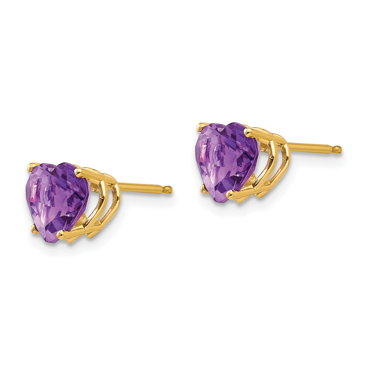 14k 7mm Heart Amethyst Post Earrings