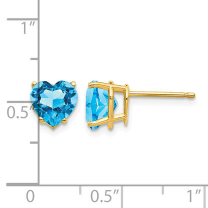 14k 7mm Heart Blue Topaz Post Earrings