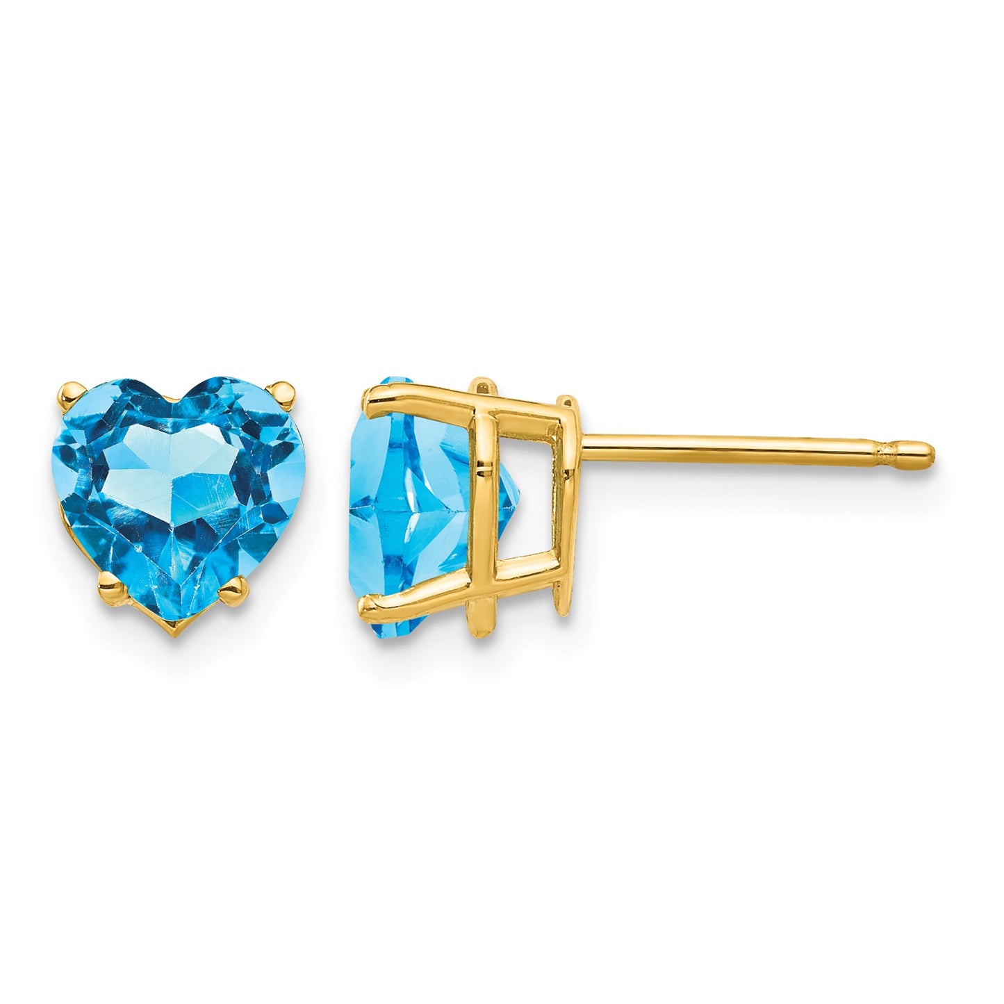14k 7mm Heart Blue Topaz Post Earrings