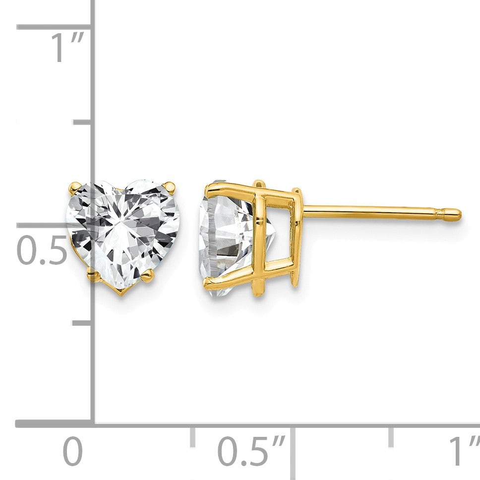 14k 7mm Heart Cubic Zirconia Post Earrings