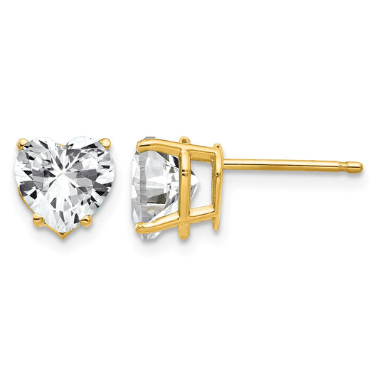 14k 7mm Heart Cubic Zirconia Post Earrings
