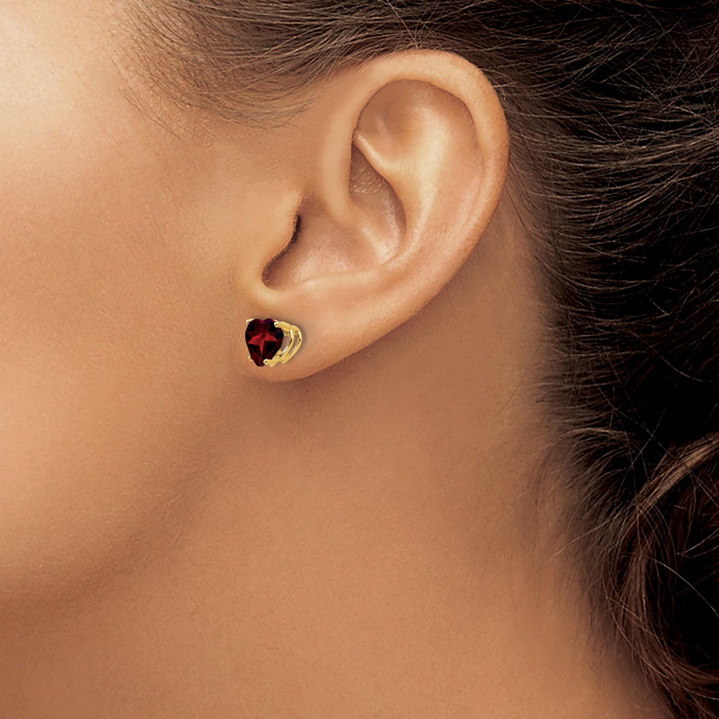 14k 7mm Heart Garnet Post Earrings