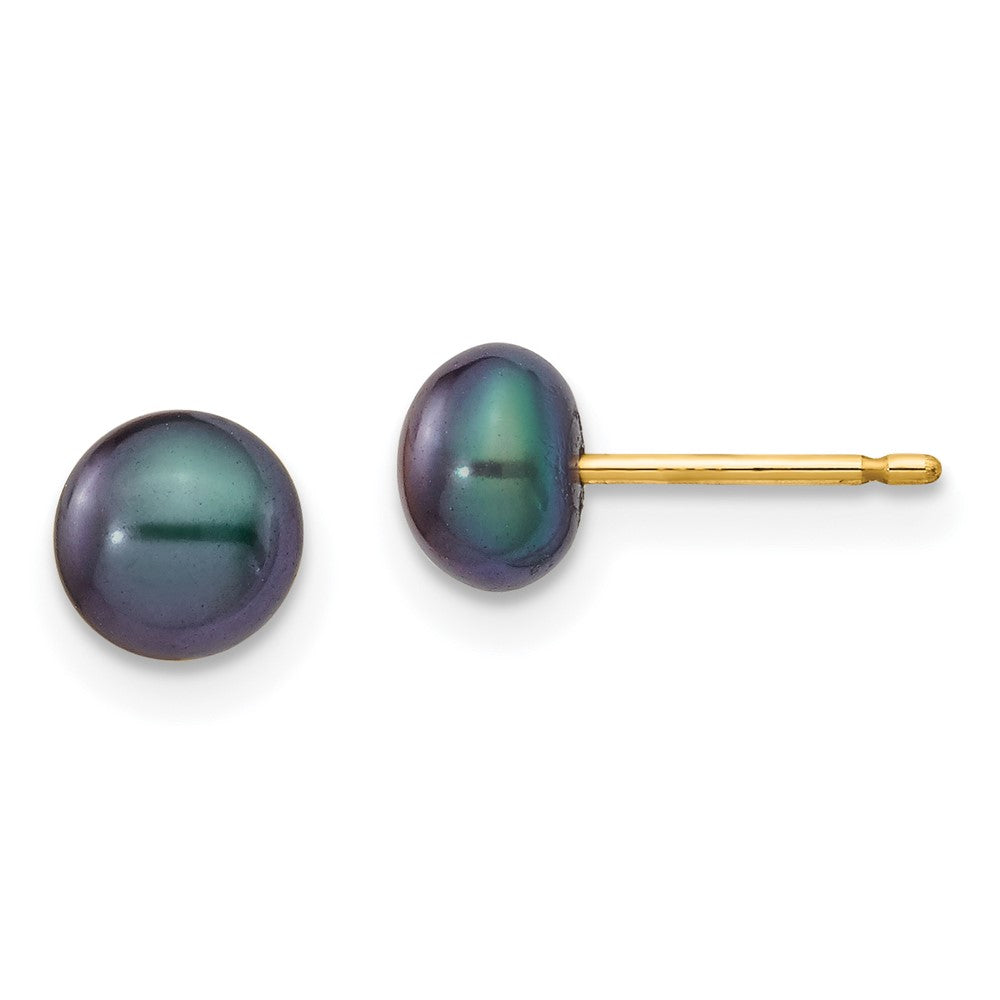 14k 5-6mm Multicolor Button Freshwater Cultured Pearl Boxed 3 Pair Post Earrings Set