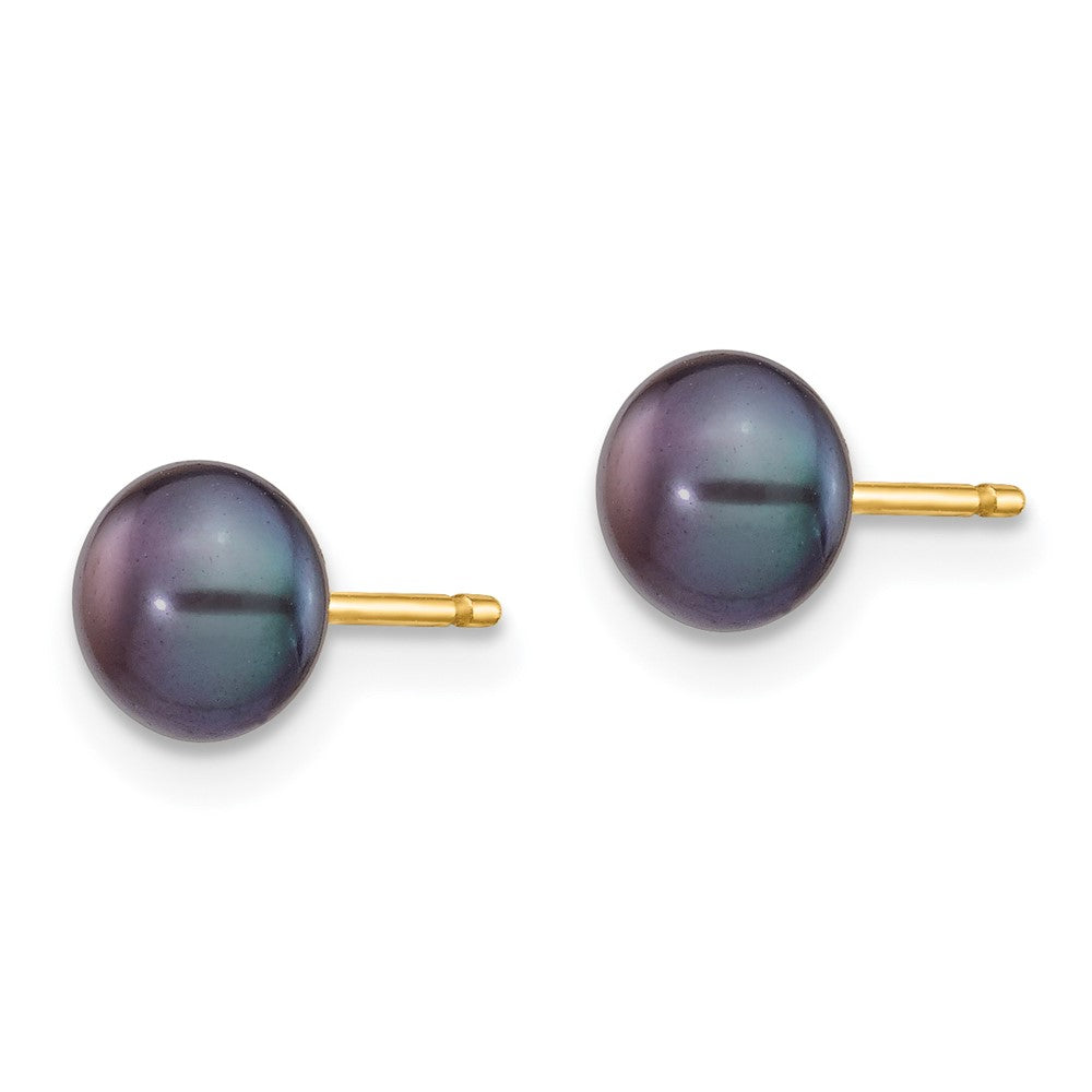 14k 5-6mm Multicolor Button Freshwater Cultured Pearl Boxed 3 Pair Post Earrings Set