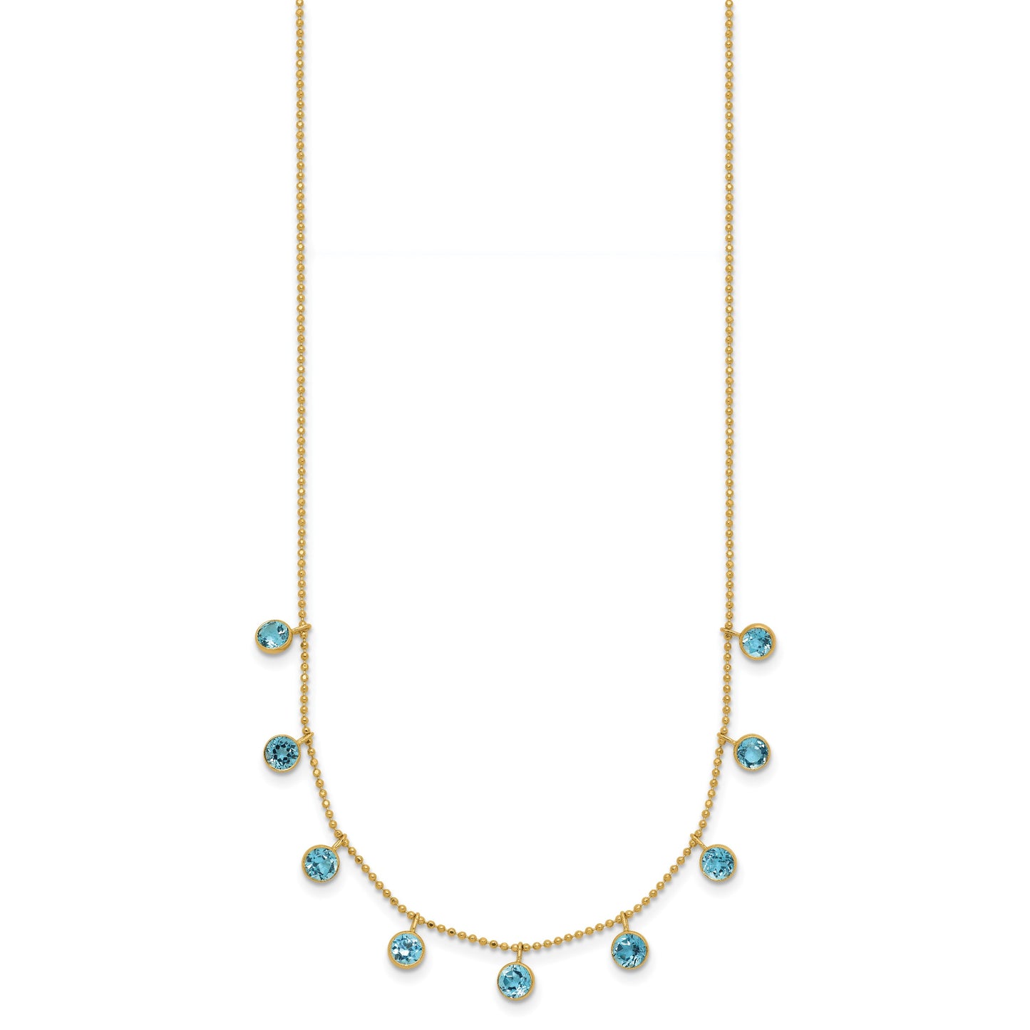 14k Blue Topaz Dangles 16 inch Necklace Plus 2 inch Extender