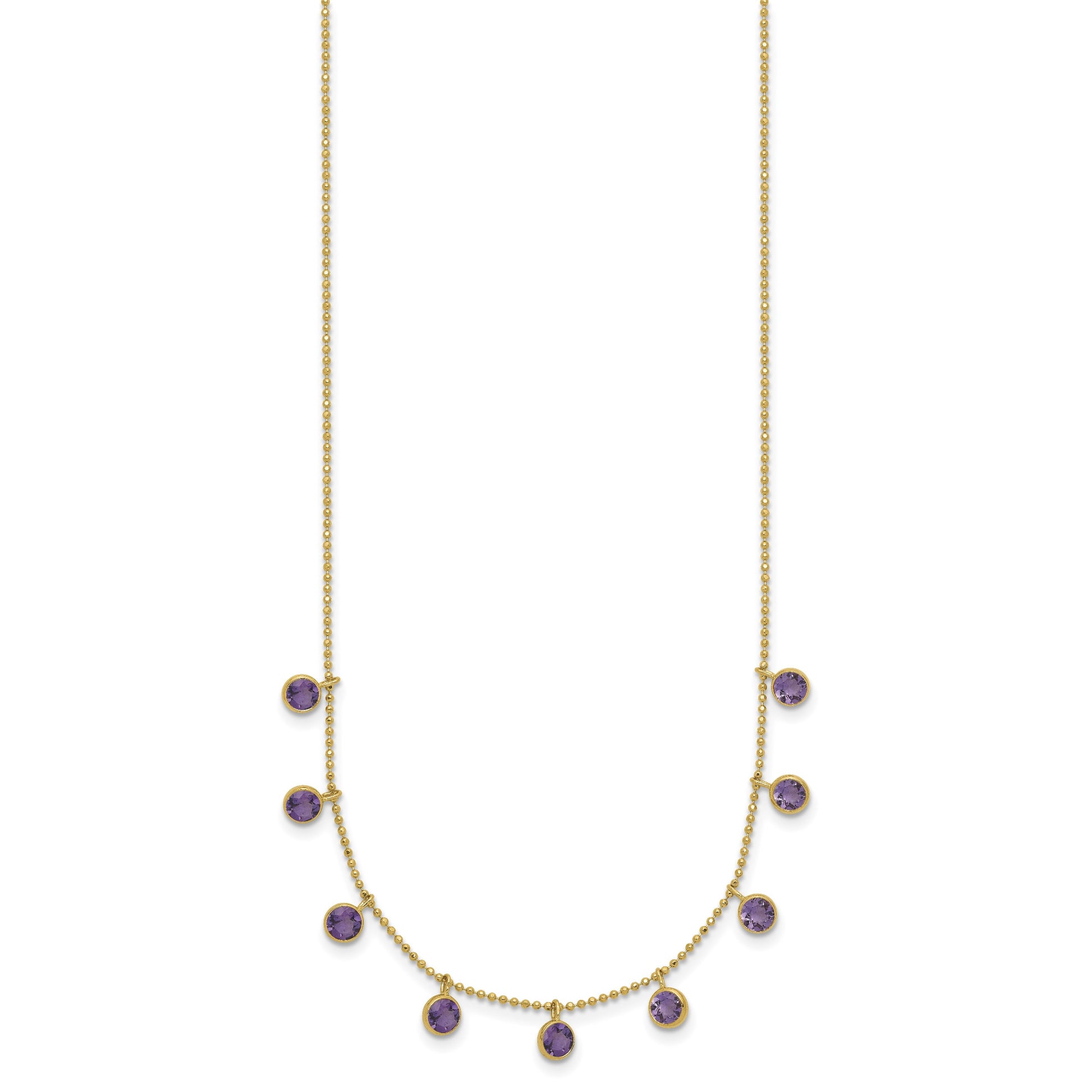 14K Amethyst/Citrine/Garnet/Peridot/Blue Topaz 16 inch Necklace Plus 2 inch Extender