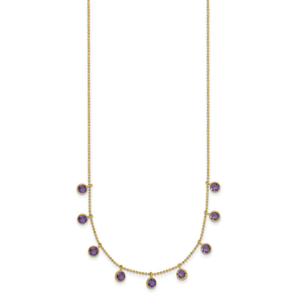 14K Amethyst/Citrine/Garnet/Peridot/Blue Topaz 16 inch Necklace Plus 2 inch Extender