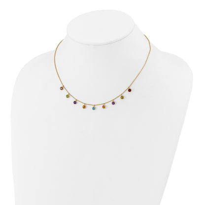 14K Amethyst/Citrine/Garnet/Peridot/Blue Topaz 16 inch Necklace Plus 2 inch Extender