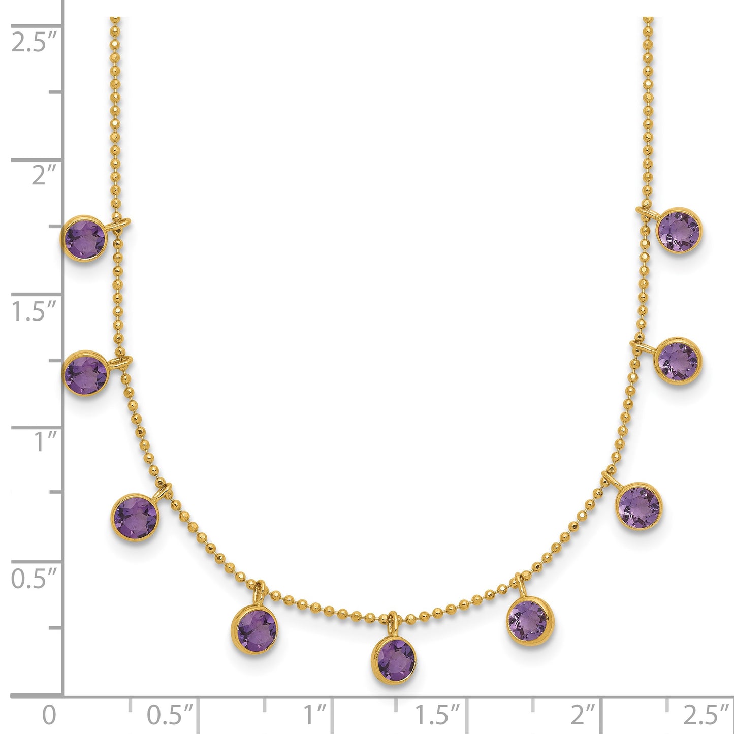 14K Amethyst/Citrine/Garnet/Peridot/Blue Topaz 16 inch Necklace Plus 2 inch Extender