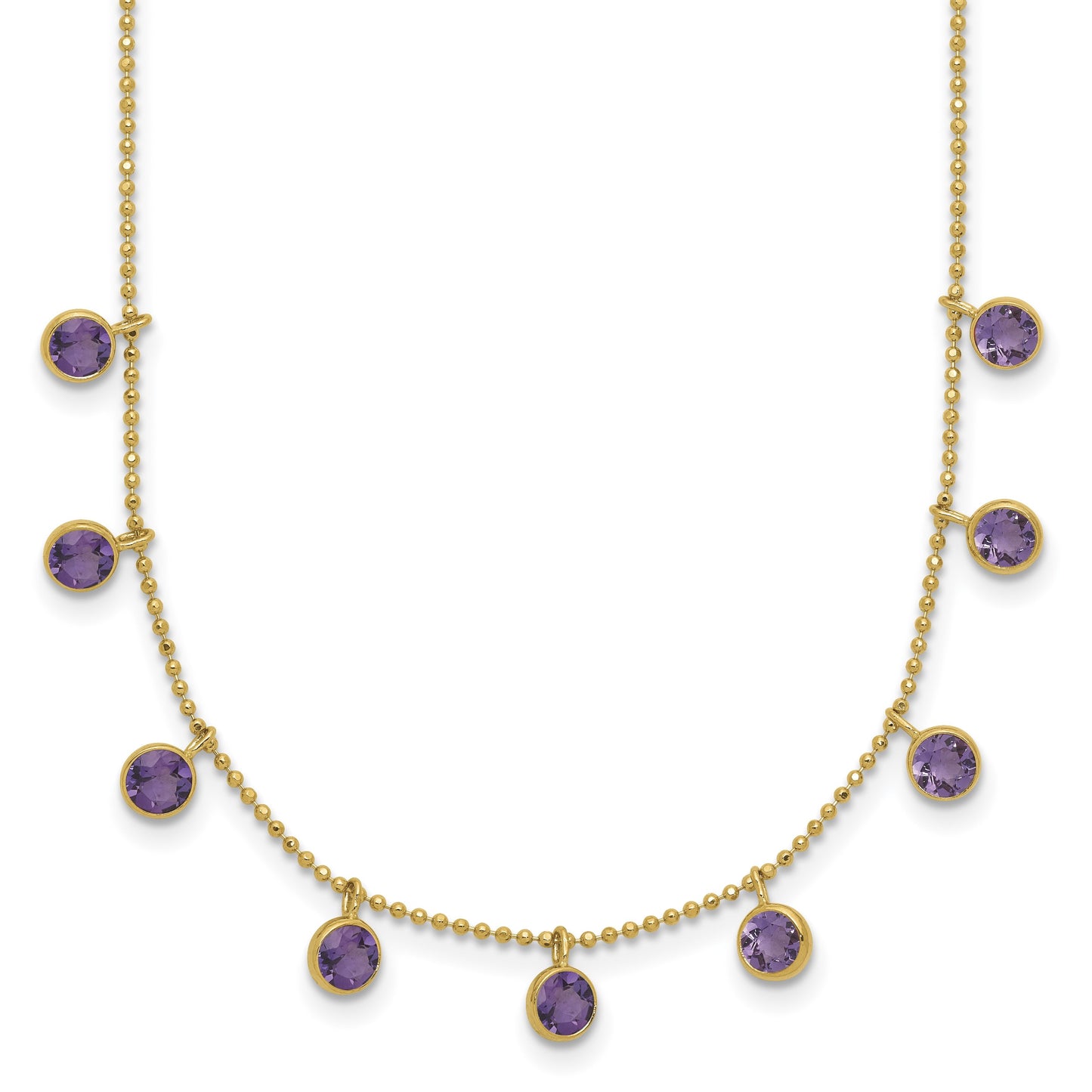 14K Amethyst/Citrine/Garnet/Peridot/Blue Topaz 16 inch Necklace Plus 2 inch Extender