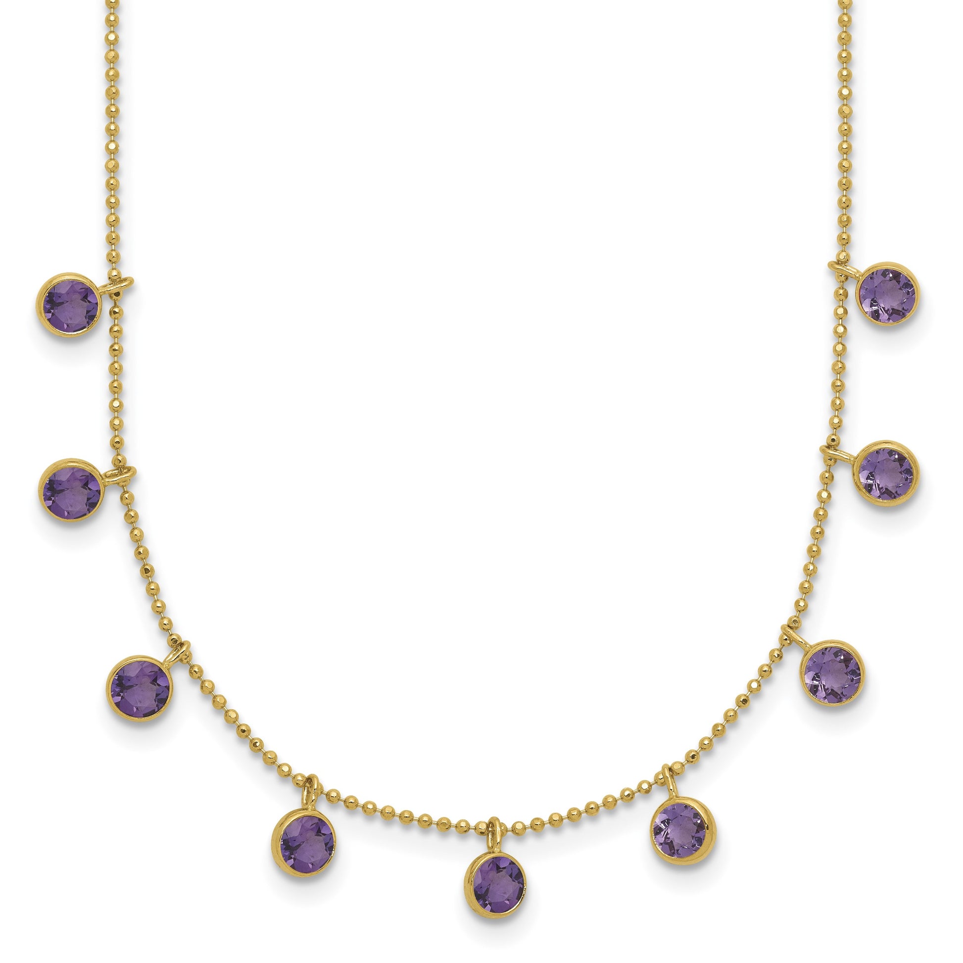 14K Amethyst/Citrine/Garnet/Peridot/Blue Topaz 16 inch Necklace Plus 2 inch Extender