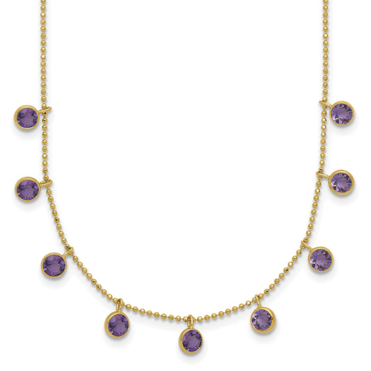 14K Amethyst/Citrine/Garnet/Peridot/Blue Topaz 16 inch Necklace Plus 2 inch Extender