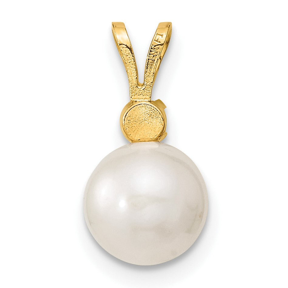 14k 7-8mm White Round Freshwater Cultured Pearl and .30SA Sapphire Post Earrings and Pendant Set
