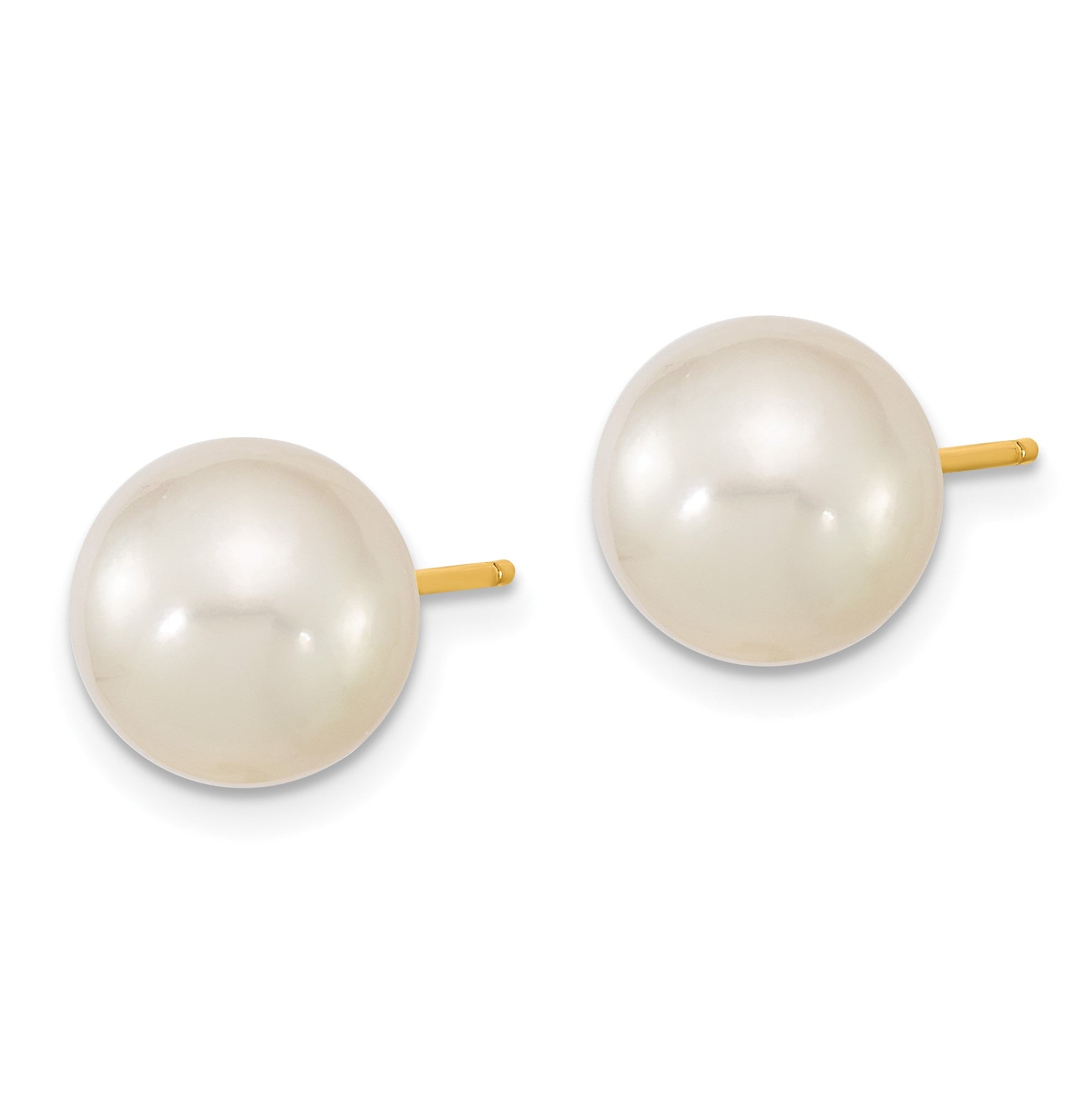 14k 9-10mm White Round South Sea Saltwater Cultured Pearl Post Earrings