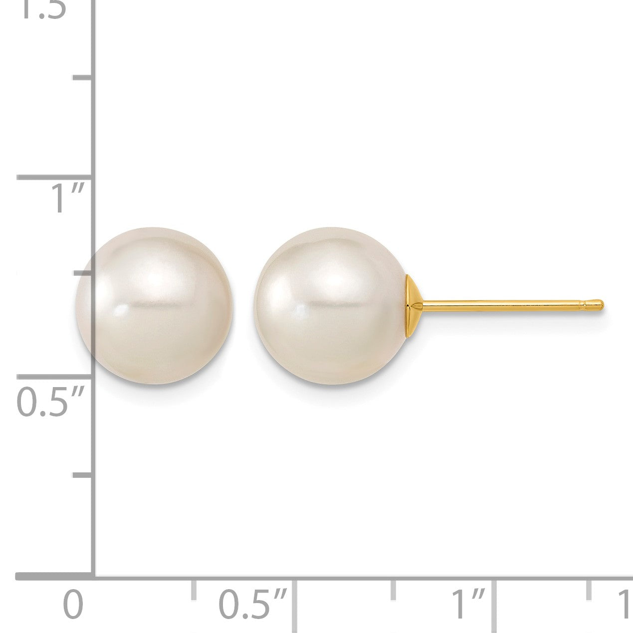14k 9-10mm White Round South Sea Saltwater Cultured Pearl Post Earrings