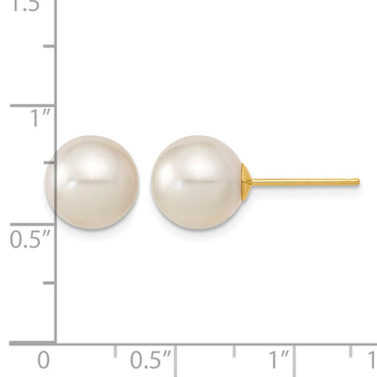 14k 9-10mm White Round South Sea Saltwater Cultured Pearl Post Earrings